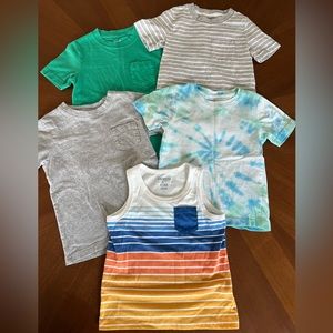 Lot of five boys shirts size 4T Carters Osh Kosh t-shirt tank top